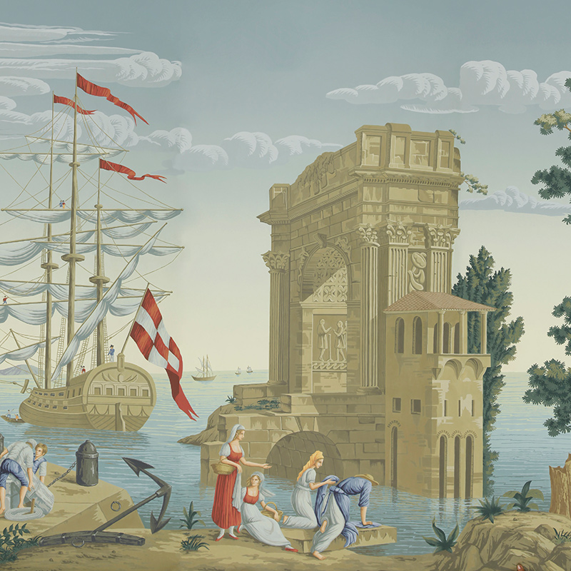 Обои ручная роспись Views of Italy Azure on scenic paper Обои ручная роспись Views of Italy Azure on scenic paper в Костроме | Loft Concept