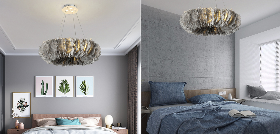 Люстра Кольцо из перьев Plumage Grey Люстра Кольцо из перьев Plumage Grey - Loft-Concept в Костроме