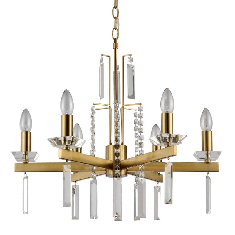 Люстра Vivien Crystal Brass Chandelier 6 Латунь Серый Люстра Vivien Crystal Brass Chandelier 6 Латунь Серый в Костроме | Loft Concept