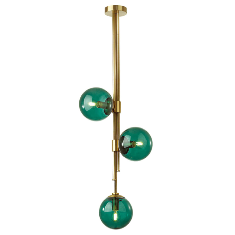 Светильник TRILOGY Ceiling Light Turquoise glass 100 Латунь Изумрудный Светильник TRILOGY Ceiling Light Turquoise glass 100 Латунь Изумрудный в Костроме | Loft Concept