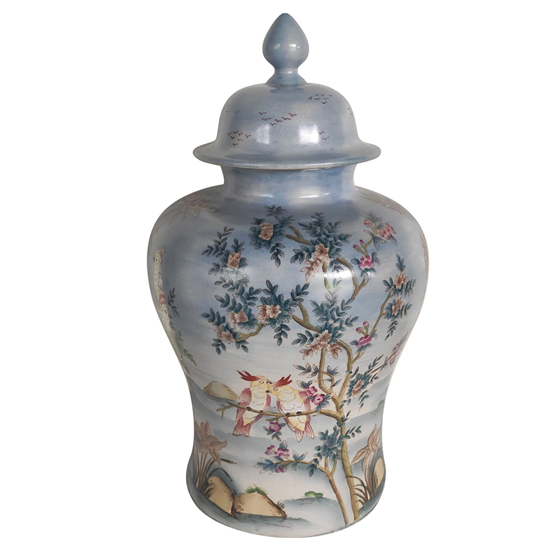 Ваза с крышкой Blue Vase Parrots Светло-голубой Мульти Ваза с крышкой Blue Vase Parrots Светло-голубой Мульти в Костроме | Loft Concept