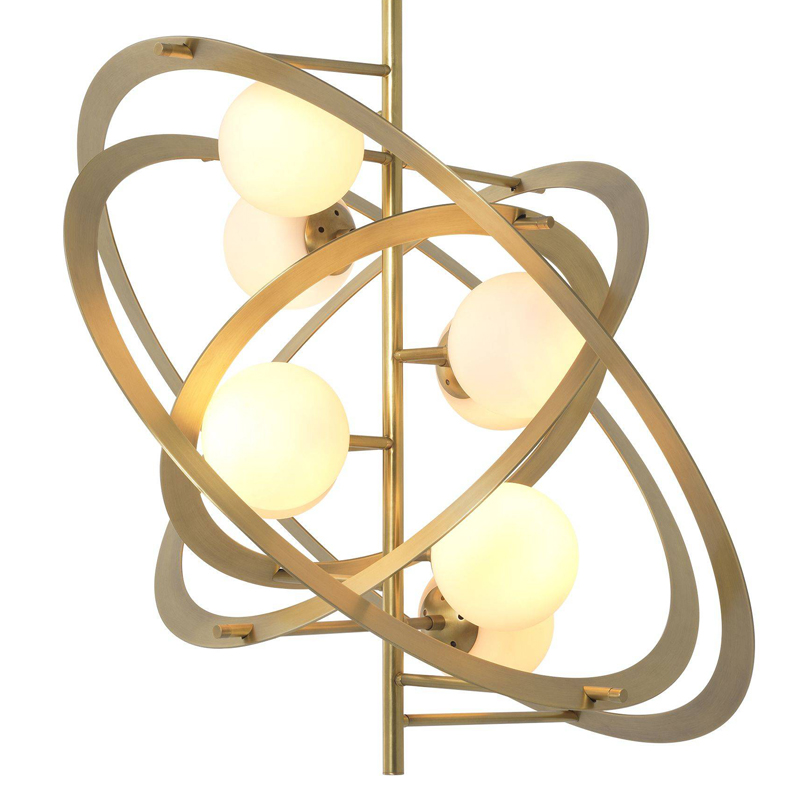 Люстра Eichholtz Chandelier Space Латунь Античная полированная Белый Люстра Eichholtz Chandelier Space Латунь Античная полированная Белый в Костроме | Loft Concept