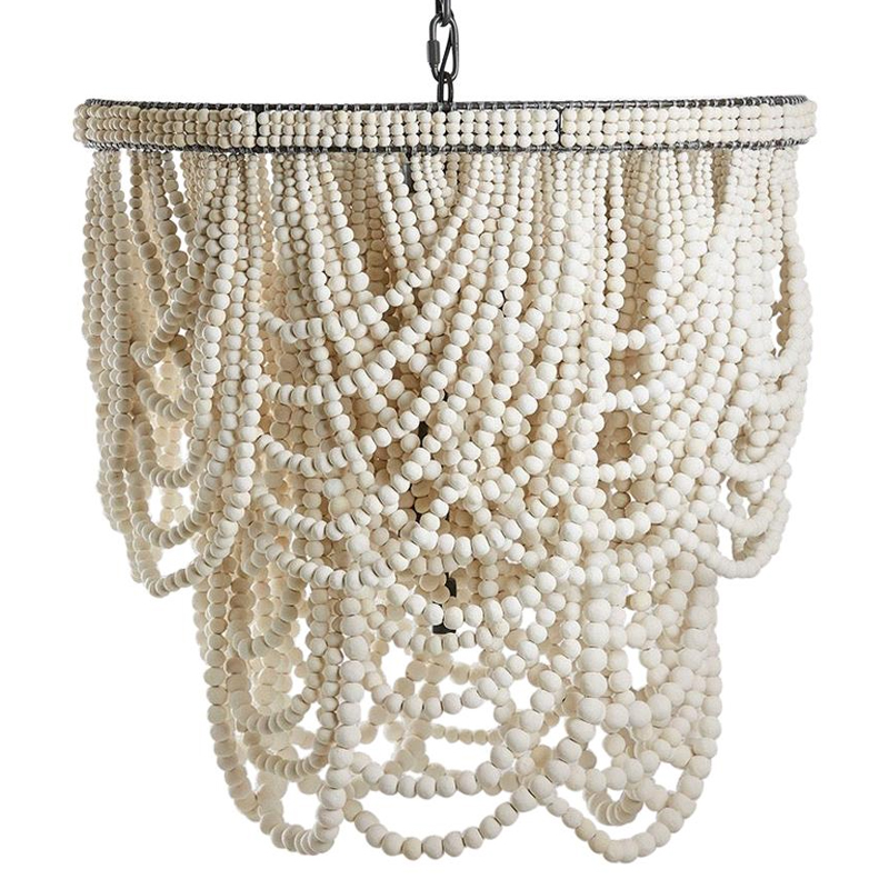 Двухъярусная люстра украшенная круглыми белыми бусинами Gradient Chandelier White Белый Темный хром Двухъярусная люстра украшенная круглыми белыми бусинами Gradient Chandelier White Белый Темный хром в Костроме | Loft Concept