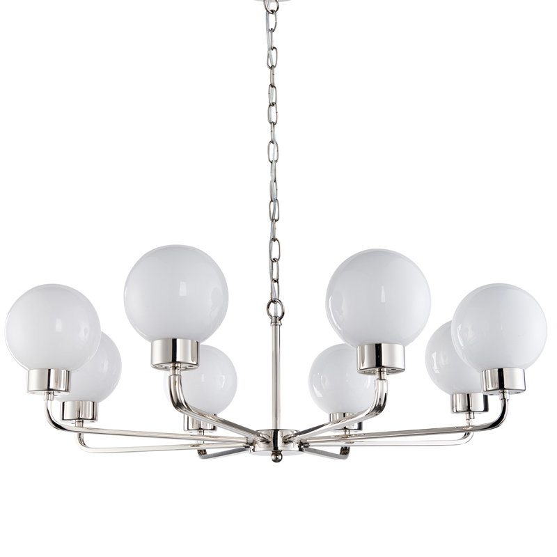 Люстра Zibille Chandelier Nickel Никель Белое матовое стекло Люстра Zibille Chandelier Nickel Никель Белое матовое стекло в Костроме | Loft Concept