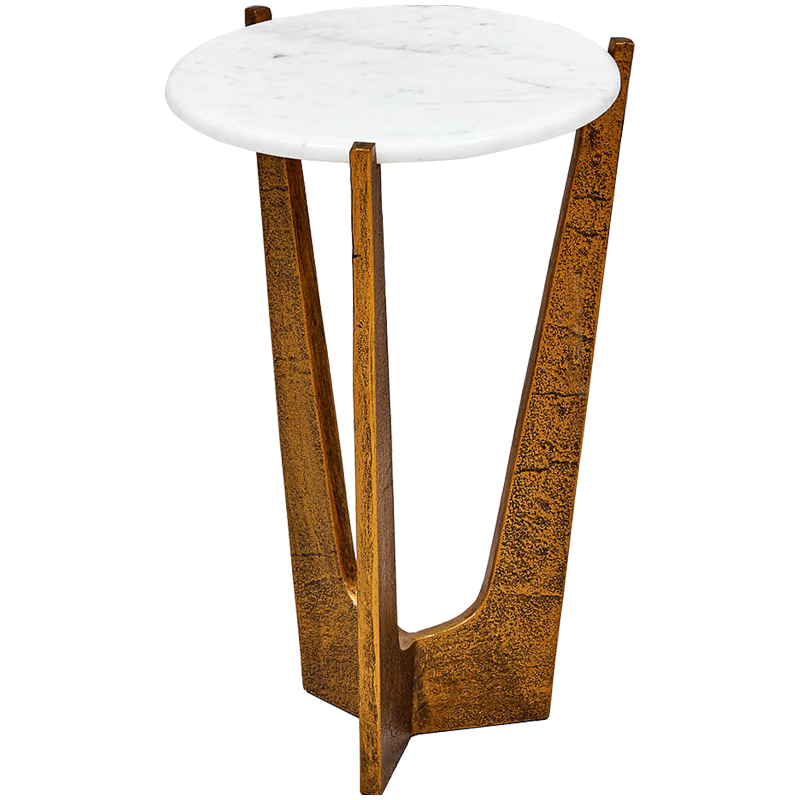 Приставной стол Anga Side Table Белый Винтажное Темное Золото Приставной стол Anga Side Table Белый Винтажное Темное Золото в Костроме | Loft Concept