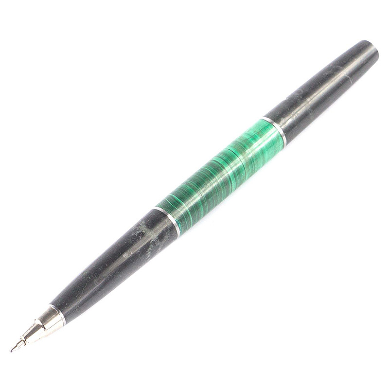Ручка шариковая из натуральных камней Малахит Змеевик Stone Pens Малахит Черный Серебряный Ручка шариковая из натуральных камней Малахит Змеевик Stone Pens Малахит Черный Серебряный в Костроме | Loft Concept