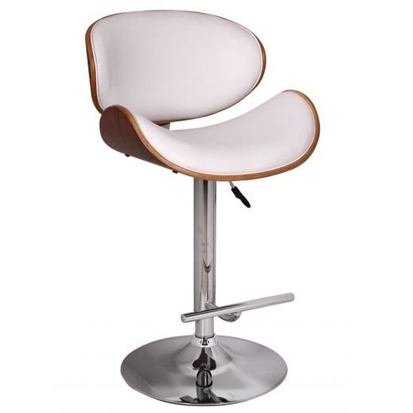 Барный стул Lounge Bar Stool белый Хром Белый Коричневый Барный стул Lounge Bar Stool белый Хром Белый Коричневый в Костроме | Loft Concept