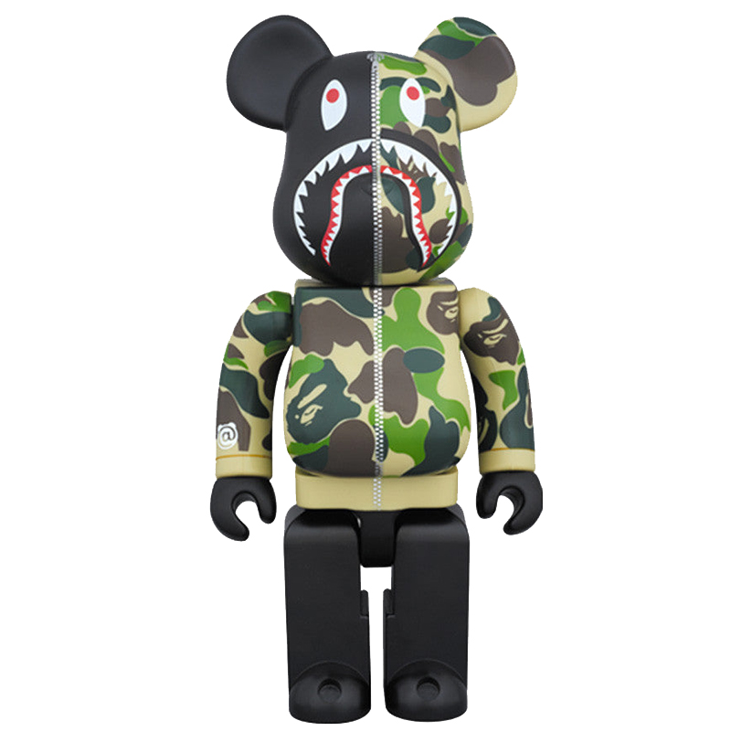 Статуэтка Bearbrick Camo Shark Зеленый Черный Статуэтка Bearbrick Camo Shark Зеленый Черный в Костроме | Loft Concept
