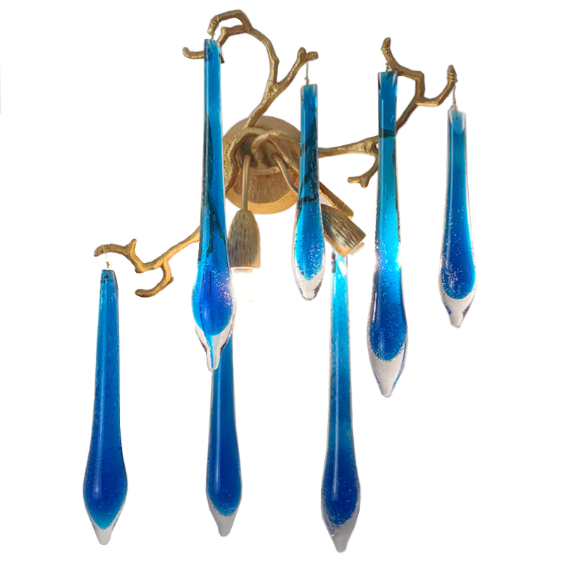Бра Blue Fountain Wall Lamp Синий Золотой Бра Blue Fountain Wall Lamp Синий Золотой в Костроме | Loft Concept