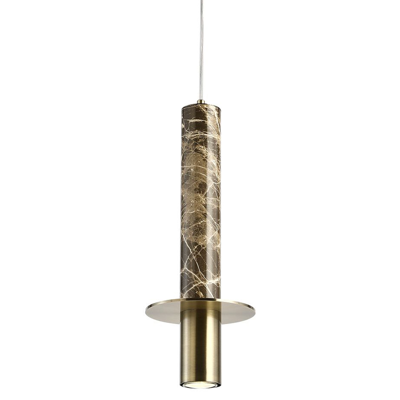 Подвесной светильник с декором под коричневый мрамор Shaw Marble Brass Латунь Коричневый Подвесной светильник с декором под коричневый мрамор Shaw Marble Brass Латунь Коричневый в Костроме | Loft Concept