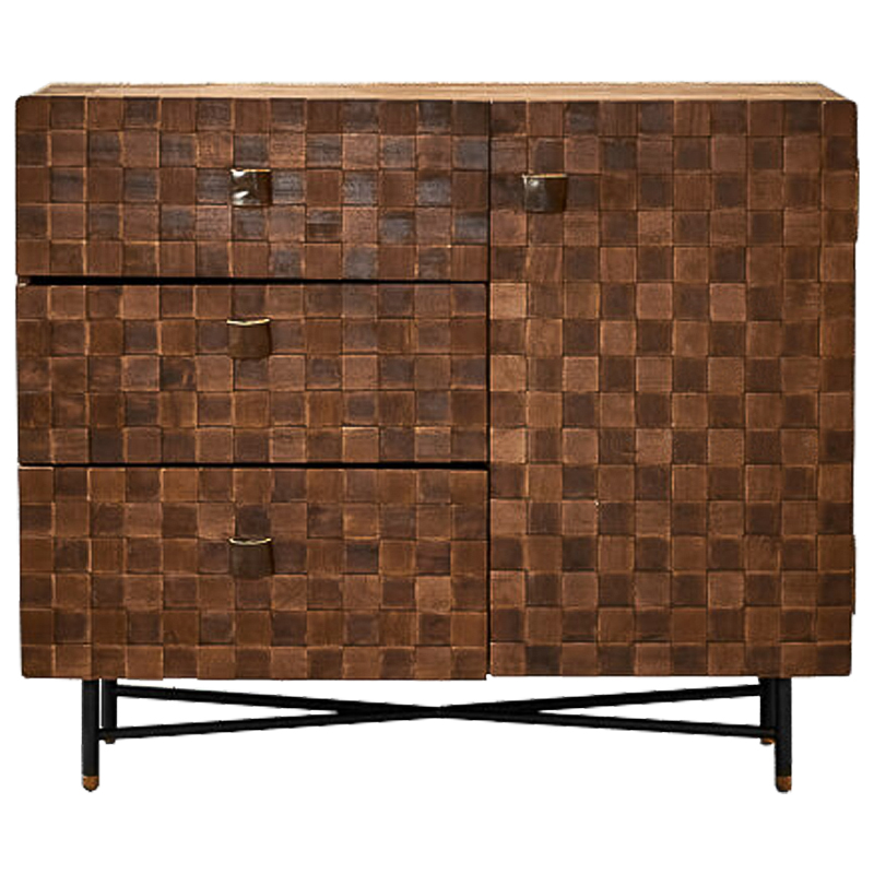 Комод в стиле Лофт Cells Wood Commode Коричневый Черный Комод в стиле Лофт Cells Wood Commode Коричневый Черный в Костроме | Loft Concept