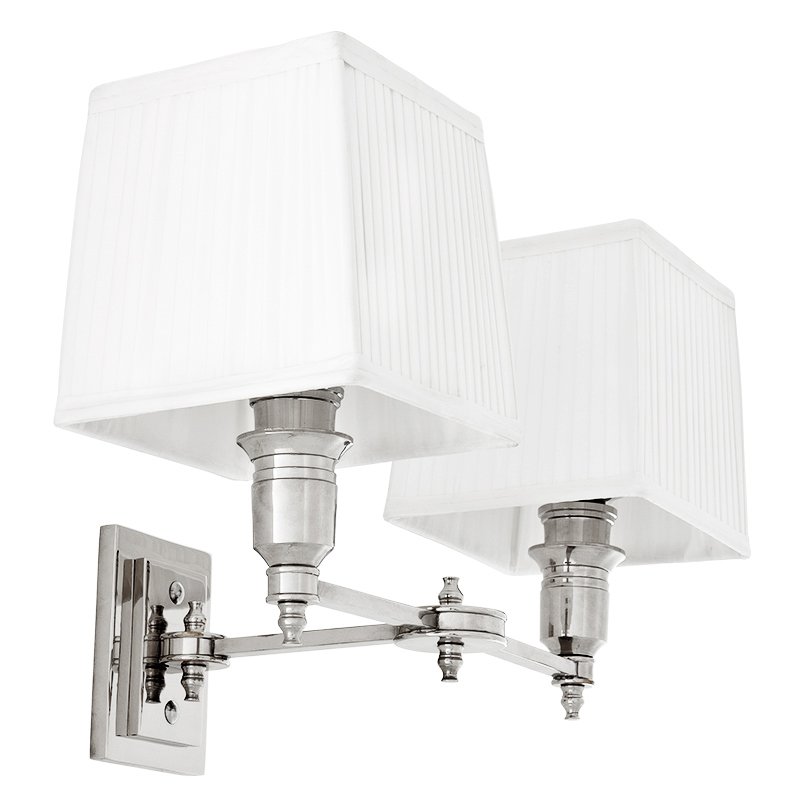 Бра Wall Lamp Lexington Double Nickel+White Никель Белый Бра Wall Lamp Lexington Double Nickel+White Никель Белый в Костроме | Loft Concept