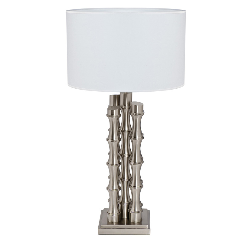 Настольная лампа с Белым Абажуром Damian Nickel Table Lamp Никель Сатин Белый Настольная лампа с Белым Абажуром Damian Nickel Table Lamp Никель Сатин Белый в Костроме | Loft Concept