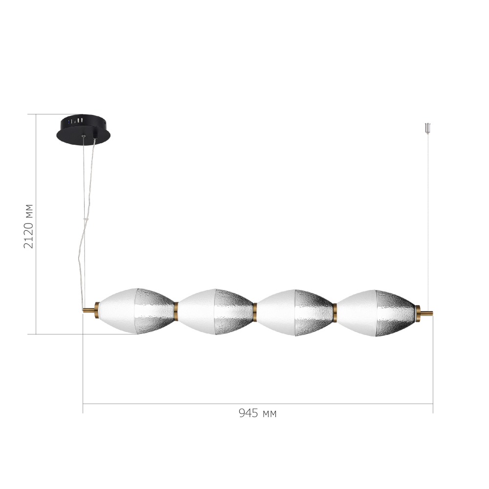 Подвесной светильник линейный в сочетании двух разных фактур стекла Enchanting в Костроме
