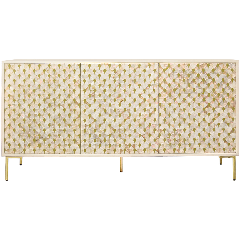 Буфет Bone Inlay Pearl Бежевый Белый Золотой Перламутровый Буфет Bone Inlay Pearl Бежевый Белый Золотой Перламутровый в Костроме | Loft Concept