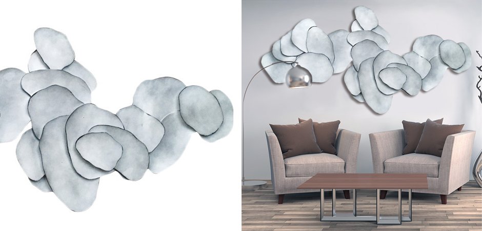 Арт-объект на стену Silver Blue Flakes Арт-объект на стену Silver Blue Flakes - Loft-Concept в Костроме