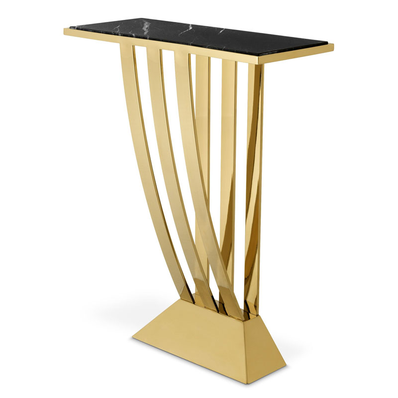 Приставной стол Eichholtz CONSOLE TABLE BEAU DECO Черный Мрамор Nero Глянцевое золото Приставной стол Eichholtz CONSOLE TABLE BEAU DECO Черный Мрамор Nero Глянцевое золото в Костроме | Loft Concept