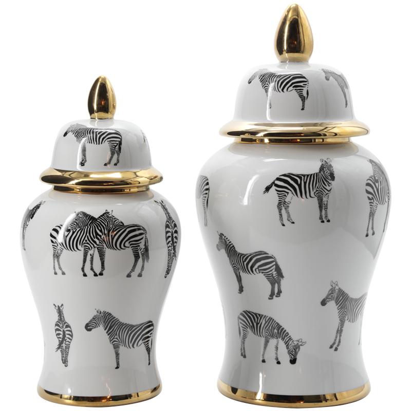 Ваза White Vase Zebra Черный Белый Золотой Ваза White Vase Zebra Черный Белый Золотой в Костроме | Loft Concept