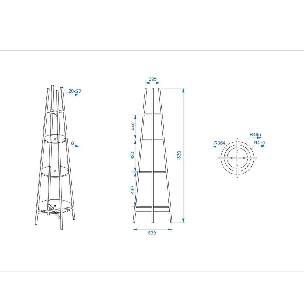 Стеллаж конусообразный с прозрачными стеклянными полками Tower Стеллаж конусообразный с прозрачными стеклянными полками Tower в Костроме