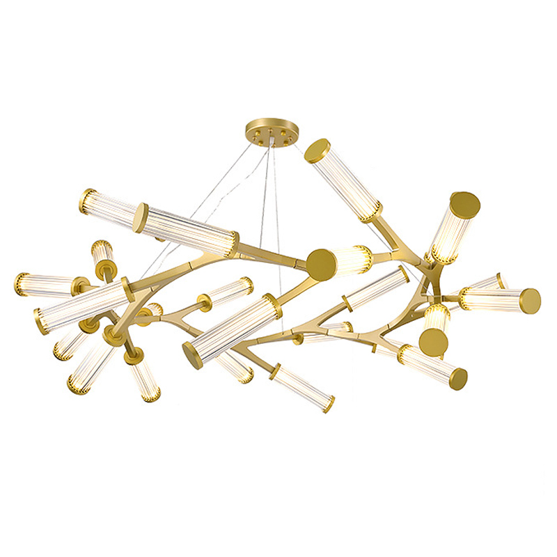 Люстра Cylinder Branches Chandelier Ring Gold Золотой Прозрачный Люстра Cylinder Branches Chandelier Ring Gold Золотой Прозрачный в Костроме | Loft Concept