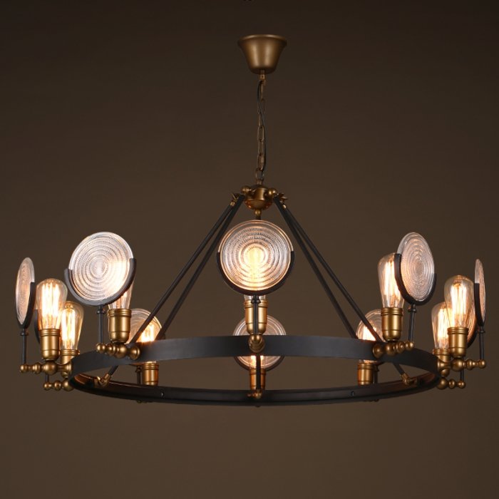 Люстра GASLIGHT LENS Chandelier 10 Черный Люстра GASLIGHT LENS Chandelier 10 Черный в Костроме | Loft Concept
