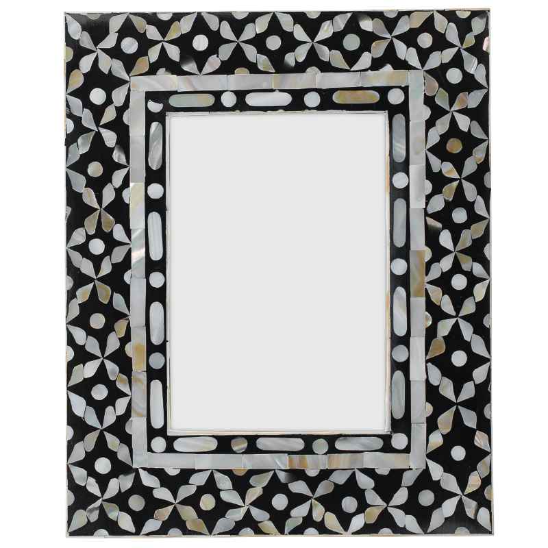 Рама для фото Bone Inlay Pearl Black M Черно-белый Перламутровый Рама для фото Bone Inlay Pearl Black M Черно-белый Перламутровый в Костроме | Loft Concept