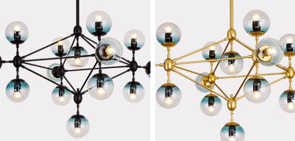 Люстра Modo Chandelier Globes Blue Ambre Gold Люстра Modo Chandelier Globes Blue Ambre Gold - Loft-Concept в Костроме