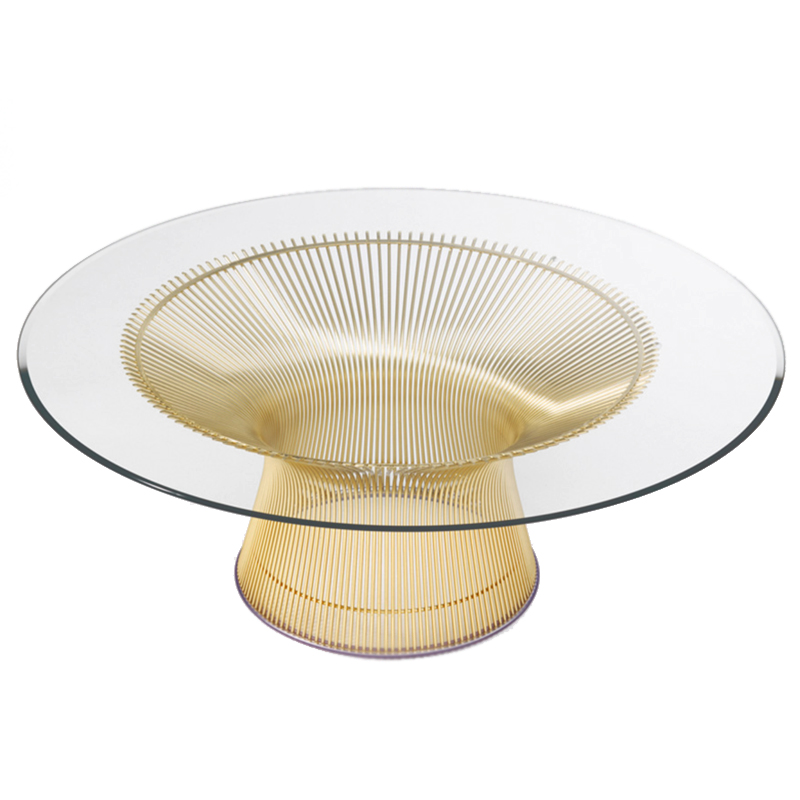 Стол Platner Coffee Gold Глянцевое золото Прозрачное Стекло Стол Platner Coffee Gold Глянцевое золото Прозрачное Стекло в Костроме | Loft Concept