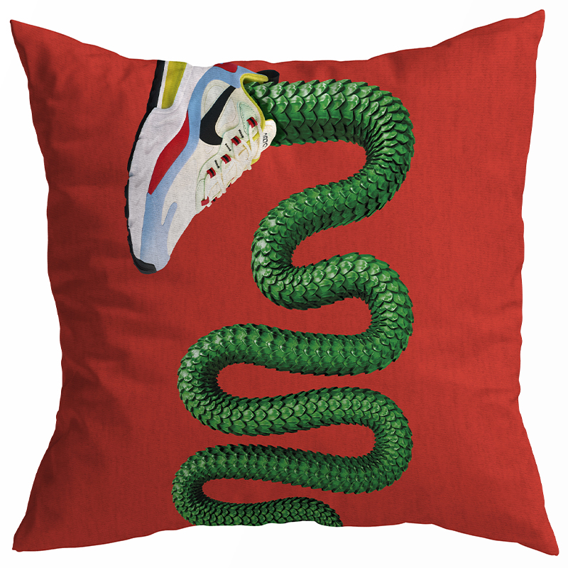 Декоративная подушка Seletti Cushion Sneaker Snake Красный Зеленый Декоративная подушка Seletti Cushion Sneaker Snake Красный Зеленый в Костроме | Loft Concept