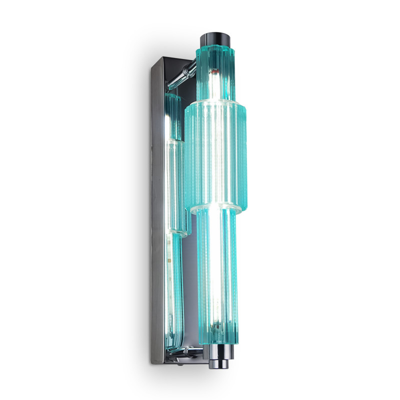 Бра с вертикальным узким плафоном Fuse Crystal Blue Хром Синий Бра с вертикальным узким плафоном Fuse Crystal Blue Хром Синий в Костроме | Loft Concept