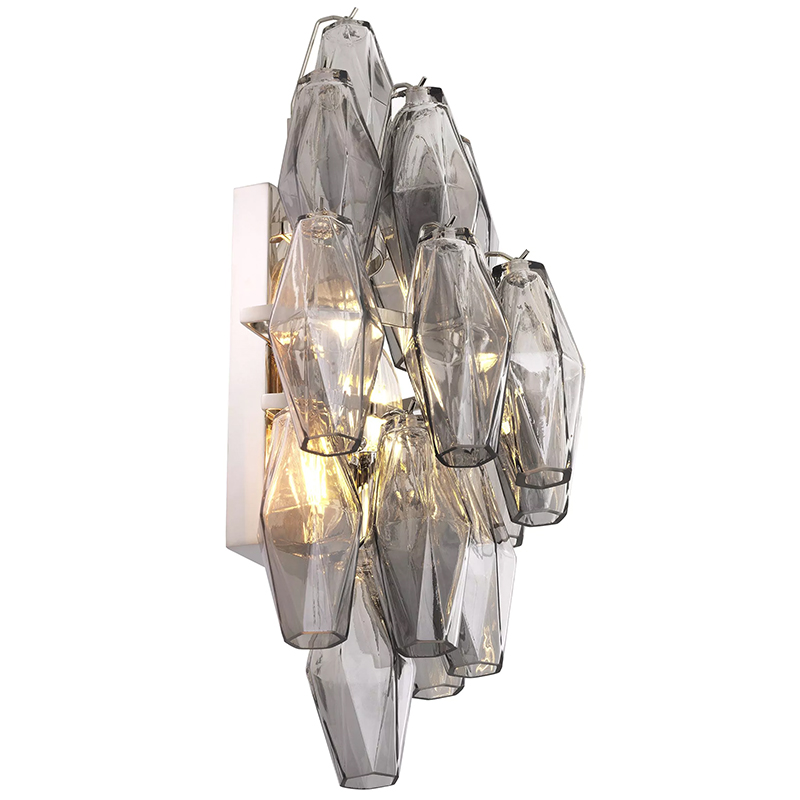 Бра Eichholtz Wall Lamp Benini Smoke Никель Стекло Смок в Костроме | Loft Concept 