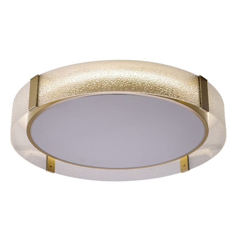 Потолочный светильник круглой формы из стали и стекла Round Glass Brass Латунь Потолочный светильник круглой формы из стали и стекла Round Glass Brass Латунь в Костроме | Loft Concept