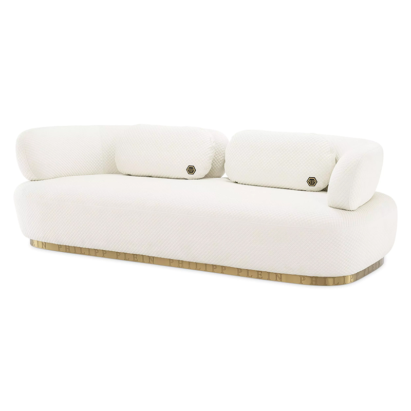 Диван Philipp Plein Sofa Signature Белый Белый Золотой Диван Philipp Plein Sofa Signature Белый Белый Золотой в Костроме | Loft Concept