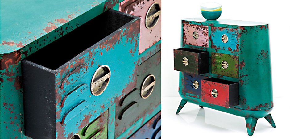 Комод металлический с цветными ящиками Retro Futurismo chest VI Комод металлический с цветными ящиками Retro Futurismo chest VI - Loft-Concept в Костроме