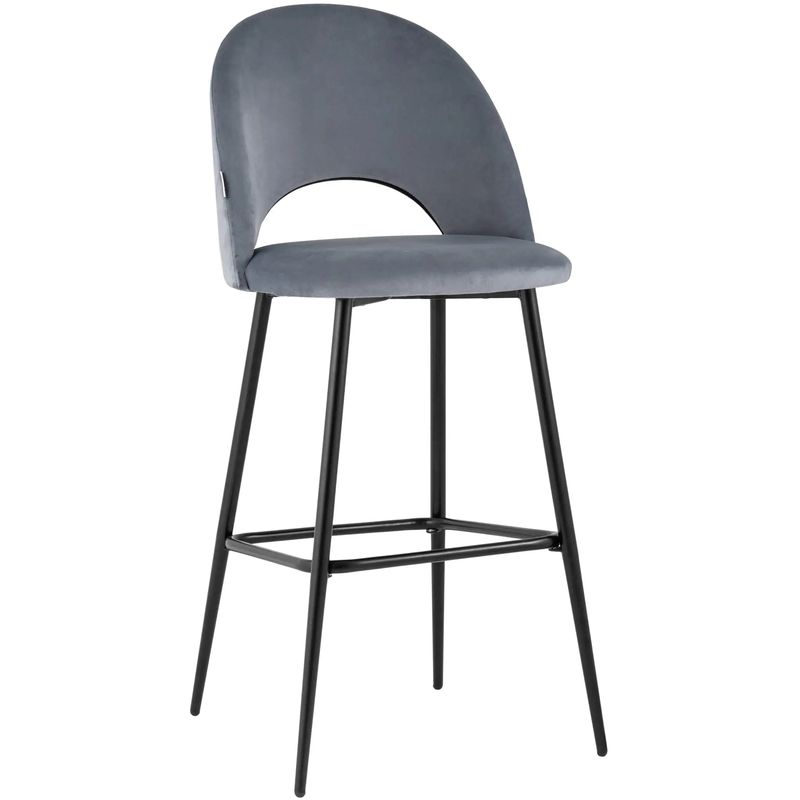 Барный Стул CLIFF Chair Серый Велюр Серый Черный Барный Стул CLIFF Chair Серый Велюр Серый Черный в Костроме | Loft Concept