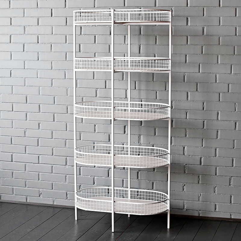 Стеллаж Roan Industrial Metal Rust Rack Белый Древесина Стеллаж Roan Industrial Metal Rust Rack Белый Древесина в Костроме | Loft Concept