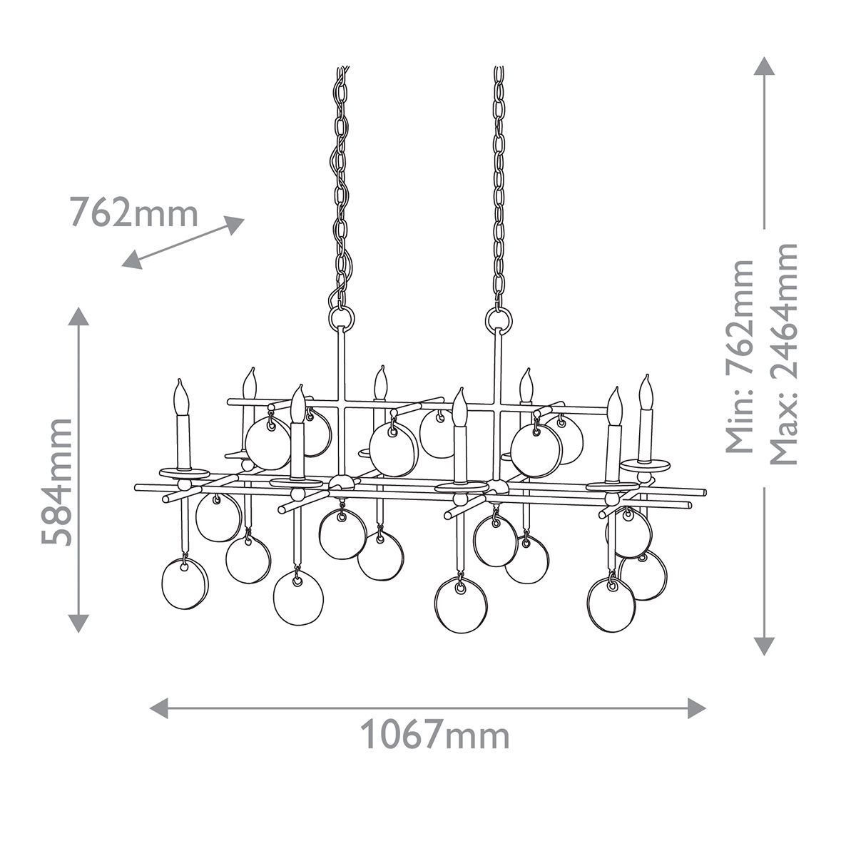 Люстра подвесная с 8-ю лампами и стеклянными круглыми подвесками Currey & Company в Костроме