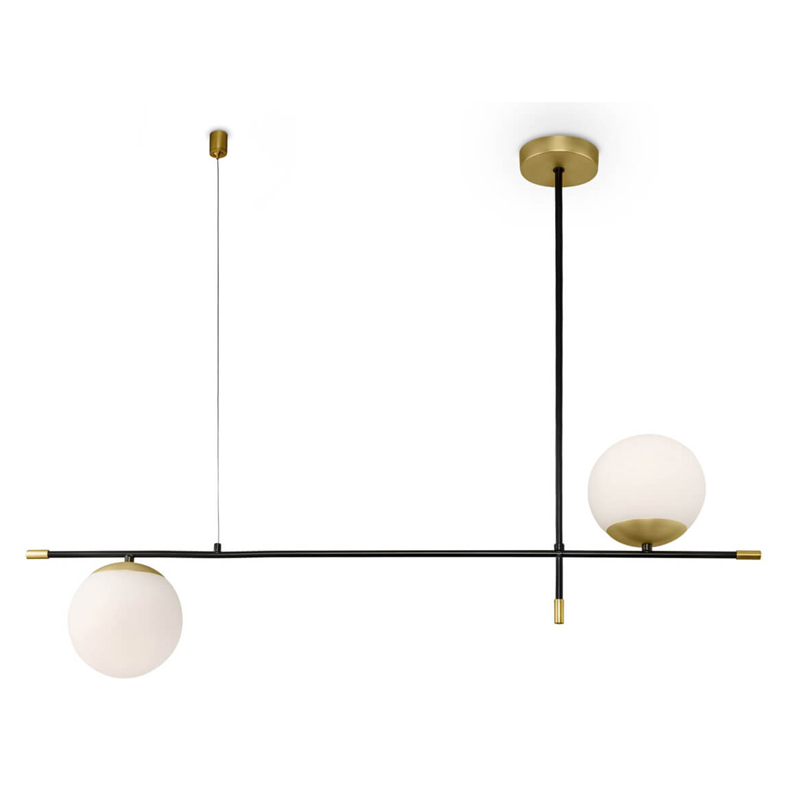 Светильник Spike Two Balls Hanging Lamp Белый Золотой Черный Светильник Spike Two Balls Hanging Lamp Белый Золотой Черный в Костроме | Loft Concept