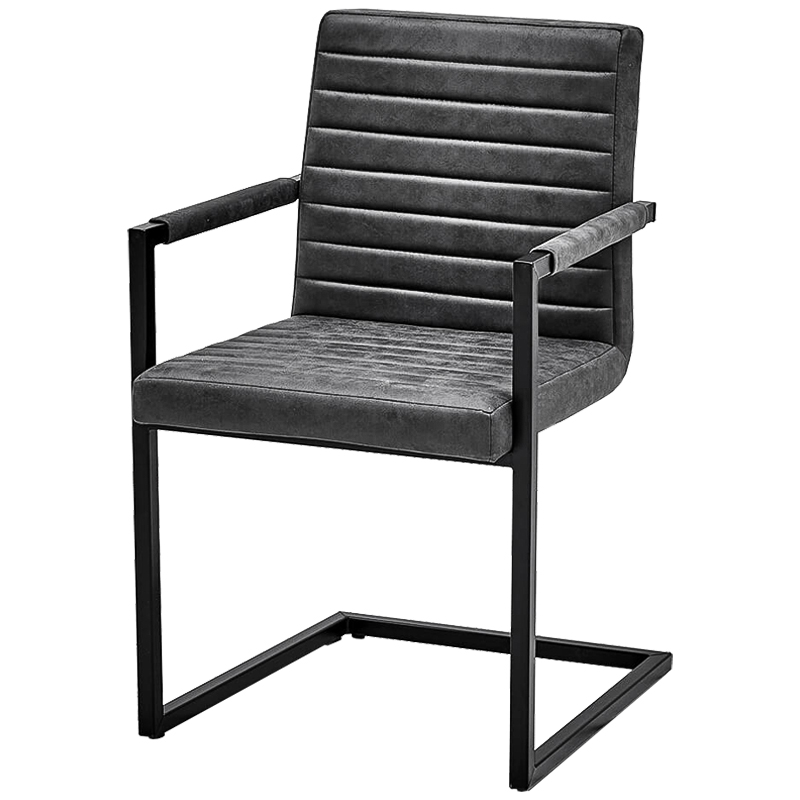 Стул с подлокотниками Dalak Stool Grey Черный Серый Стул с подлокотниками Dalak Stool Grey Черный Серый в Костроме | Loft Concept