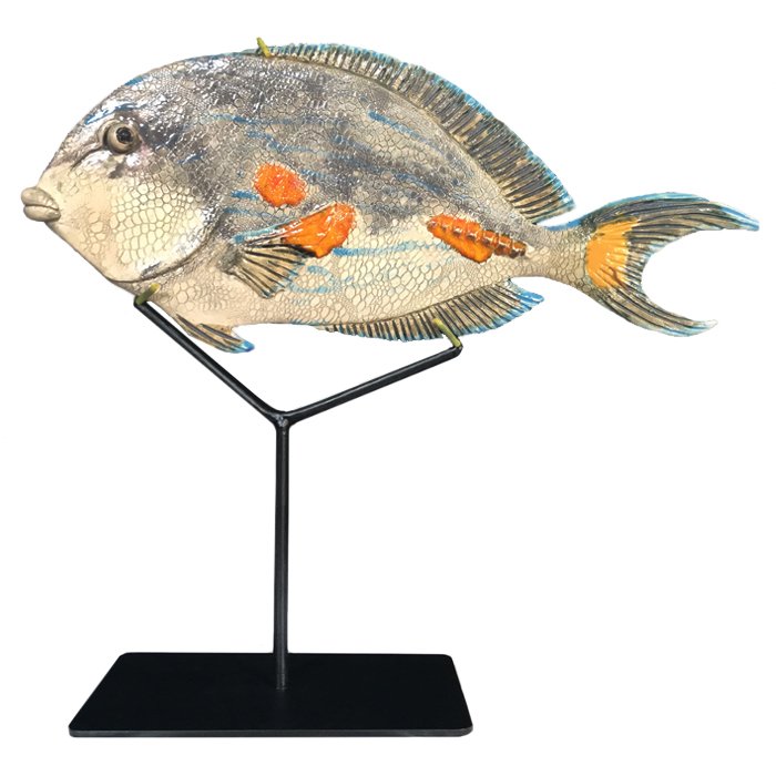 Статуэтка на подставке Gray Fish Серый Черный Белый Статуэтка на подставке Gray Fish Серый Черный Белый в Костроме | Loft Concept