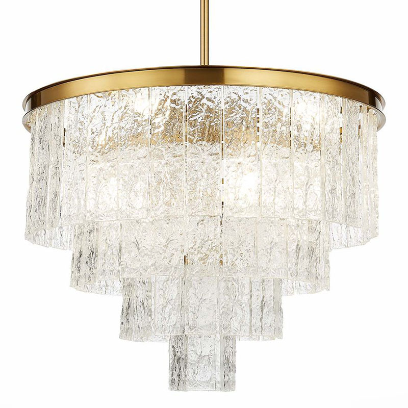 Люстра Renea Textured Glass Chandelier Brass D60 Латунь Прозрачное Стекло Люстра Renea Textured Glass Chandelier Brass D60 Латунь Прозрачное Стекло в Костроме | Loft Concept
