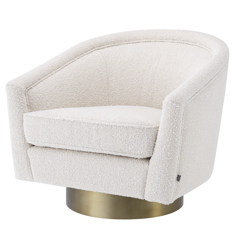 Кресло Eichholtz Swivel Chair Catene Boucle cream Кремовый матовое золото Кресло Eichholtz Swivel Chair Catene Boucle cream Кремовый матовое золото в Костроме | Loft Concept