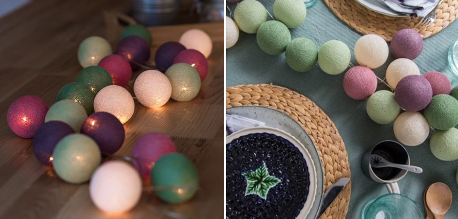 Гирлянда хлопковые фонарики Сotton Ball Forest Fruit - Loft-Concept в Костроме