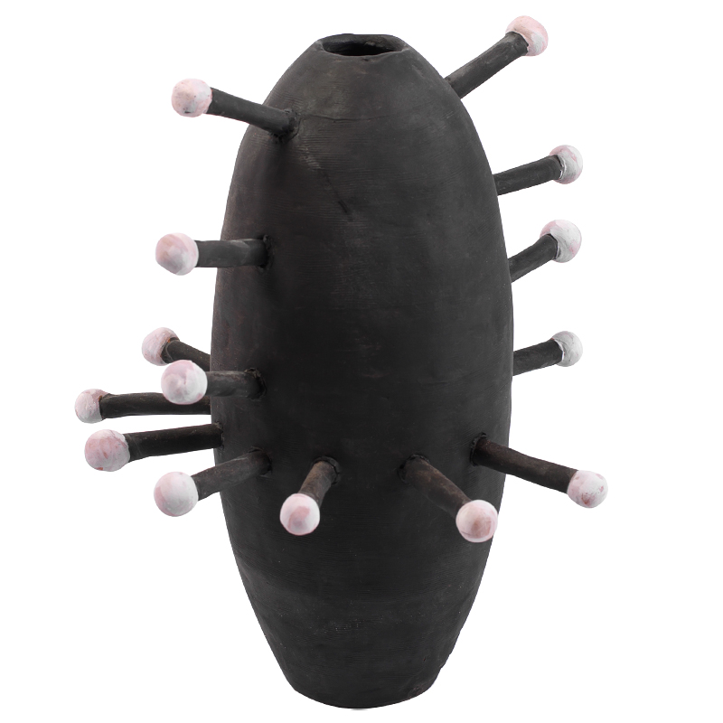 Ваза Kwanza Round Spikes Vase Черный Розовый Ваза Kwanza Round Spikes Vase Черный Розовый в Костроме | Loft Concept