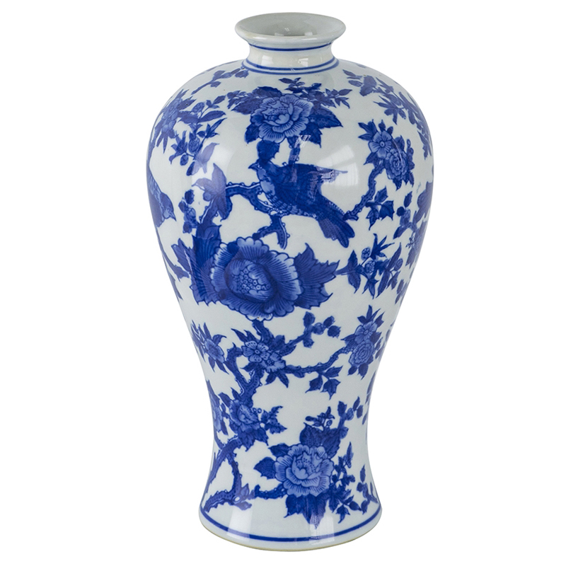 Ваза Bird in Flowers Vase Синий Белый Ваза Bird in Flowers Vase Синий Белый в Костроме | Loft Concept