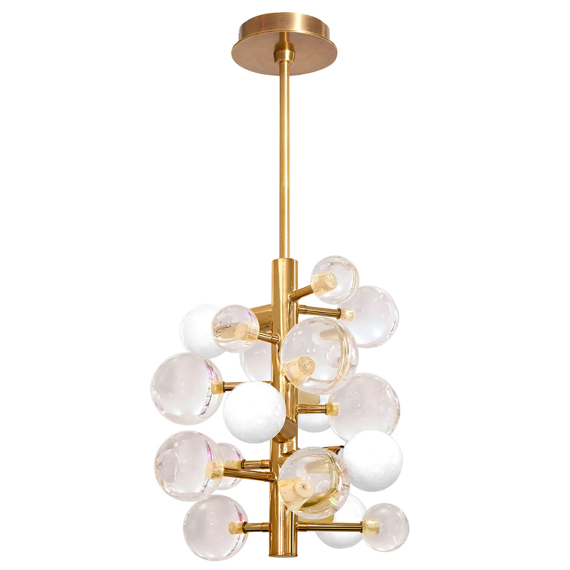 Светильник Jonathan Adler GLOBO FIVE-LIGHT CHANDELIER Clear Золотой Прозрачное Стекло Белый Светильник Jonathan Adler GLOBO FIVE-LIGHT CHANDELIER Clear Золотой Прозрачное Стекло Белый в Костроме | Loft Concept