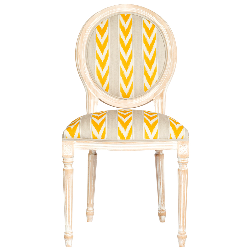 Стул Ikat Pattern с желтым узором Белый Желтый Бежевый Стул Ikat Pattern с желтым узором Белый Желтый Бежевый в Костроме | Loft Concept