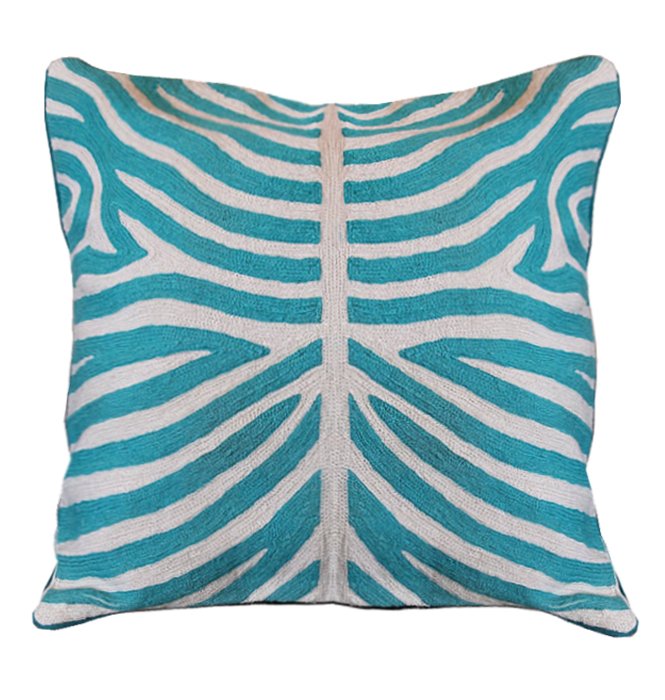Подушка Turquoise Zebra Бирюзовый Белый Подушка Turquoise Zebra Бирюзовый Белый в Костроме | Loft Concept