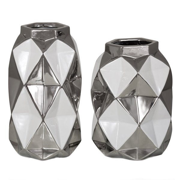 Ваза Origami Silver Серебряный Белый Ваза Origami Silver Серебряный Белый в Костроме | Loft Concept