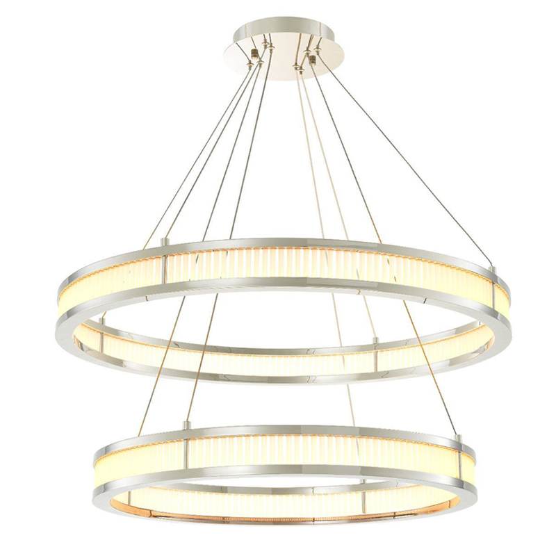 Люстра Eichholtz Chandelier Damien Double Nickel Никель Белое матовое стекло Люстра Eichholtz Chandelier Damien Double Nickel Никель Белое матовое стекло в Костроме | Loft Concept